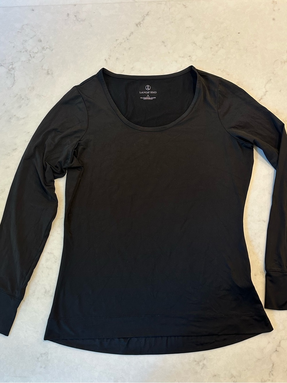 Lands' End Black Scoop Neck Long-Sleeve Thermal Top Sz Small